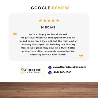 Thank you for the kind words!😊⁠
⁠
We are so happy to hear this! Thank you for choosing Floored Solutions!⁠
⁠
We’d love for you to get in touch and hear more about your experience with us.⁠
.⁠
.⁠
.⁠
.⁠
.⁠
#Flooredsolutions #Orlando #Florida #Flooring #Flooringdesignideas #Wood #Woodflooring #Woodworks #Interiordesign #Flooringideas #Flooringexperts #Flooringinstallation #Laminateflooring #Cityoforlando #Quality #Getfloored #Flooredquotes #CentralFlorida #Homeimprovement #Realestate #RealEstateOrlando #Construction #Contractor #FlooredUp